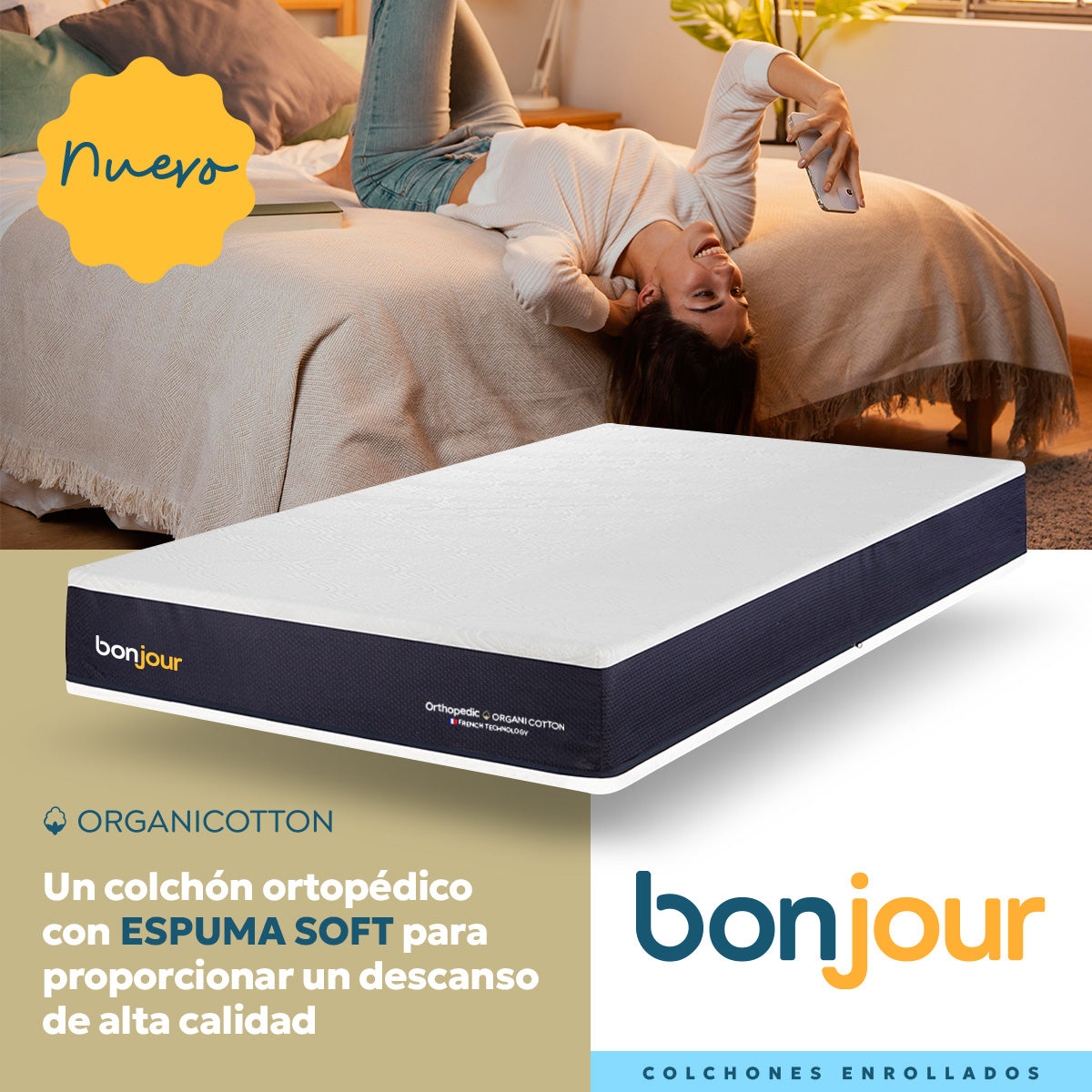 Colchón En Caja Bonjour Organicotton