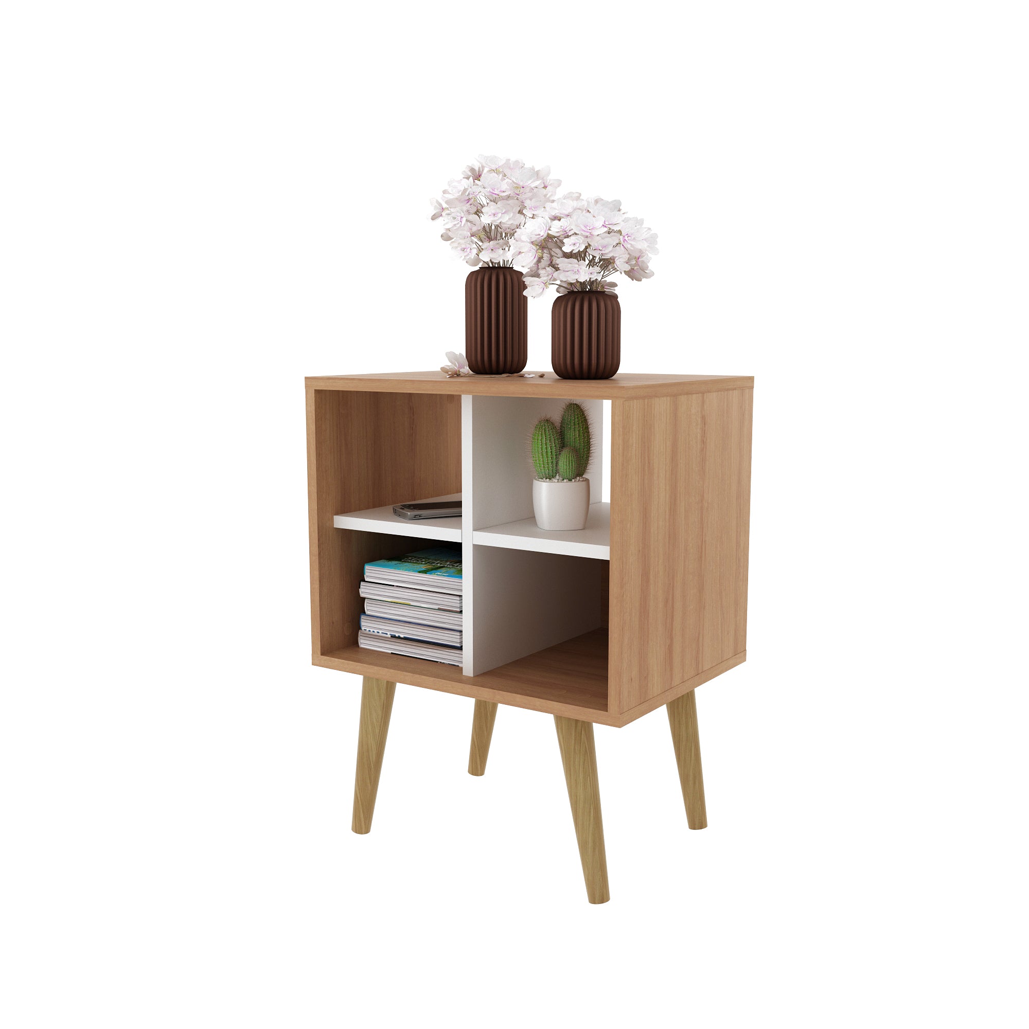 Mesa Auxiliar Lateral 45x60x33 - Almendra Blanco