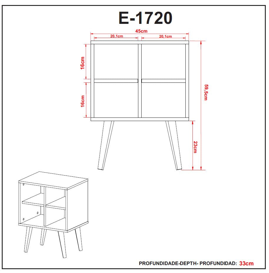 Mesa Auxiliar Lateral 45x60x33 - Almendra Blanco