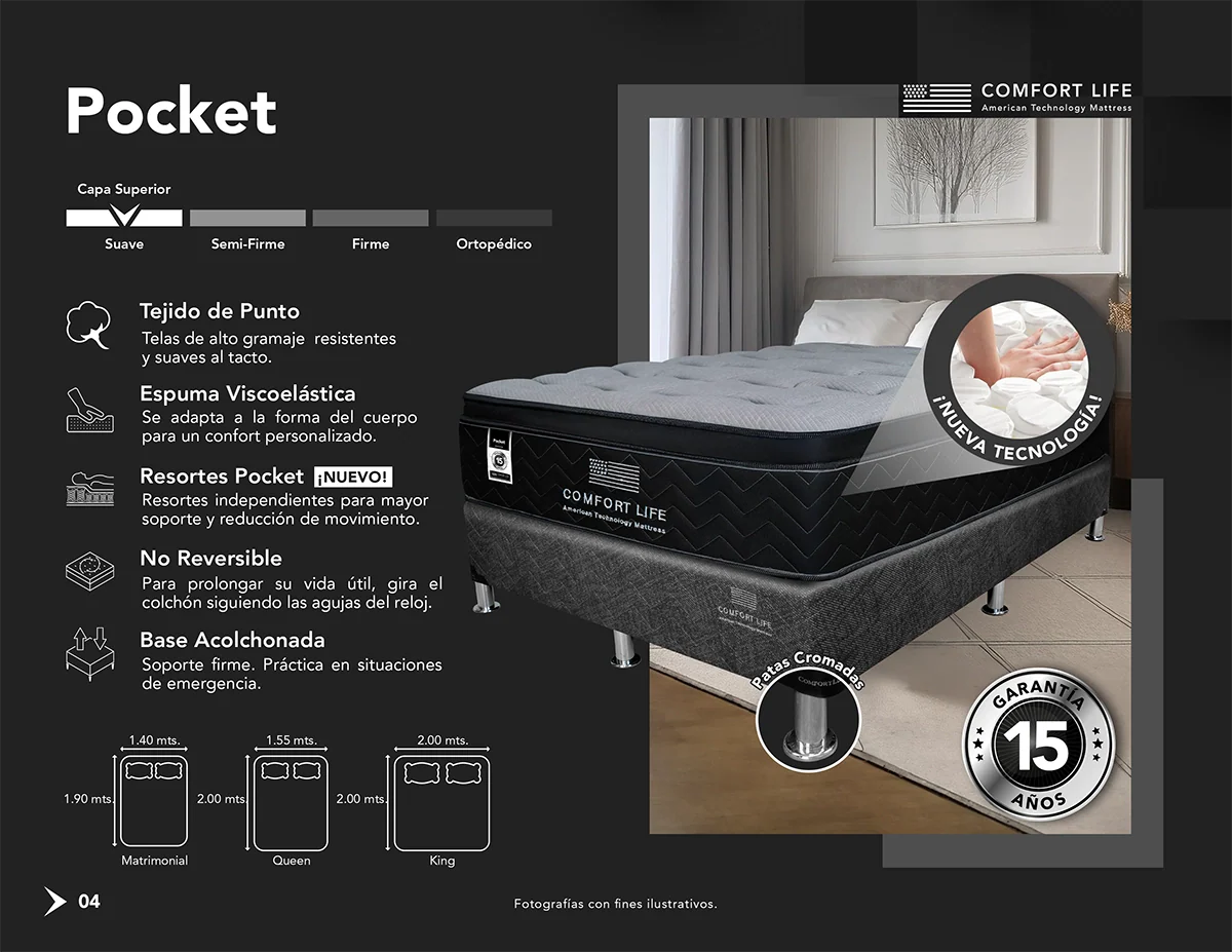 Cama Comfort Life Pocket Euro Pillow Top