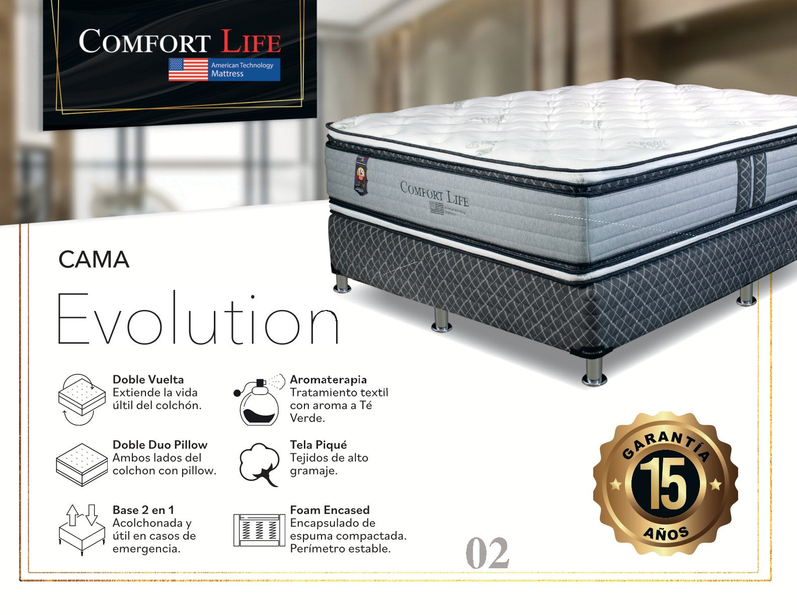 Cama Comfort Life Evolution Euro Pillow Top