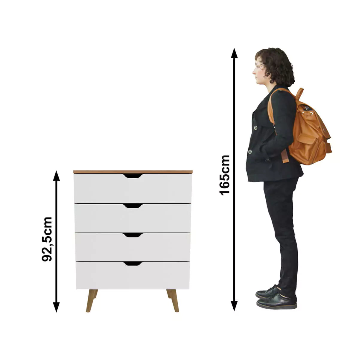 Gavetero 4 Cajones 68x93x41 - Almendra Blanco