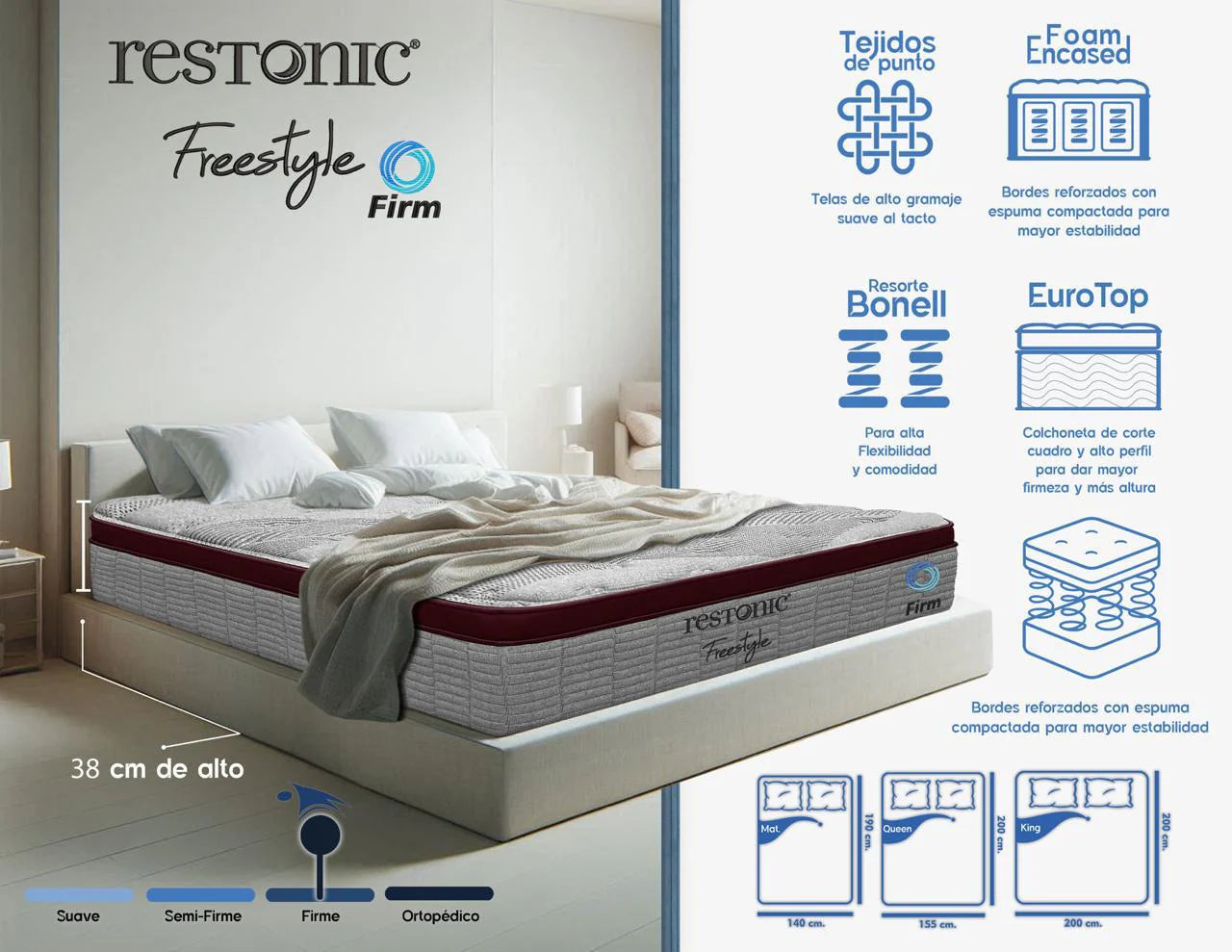 Colchón Restonic Freestyle Euro Top Firm