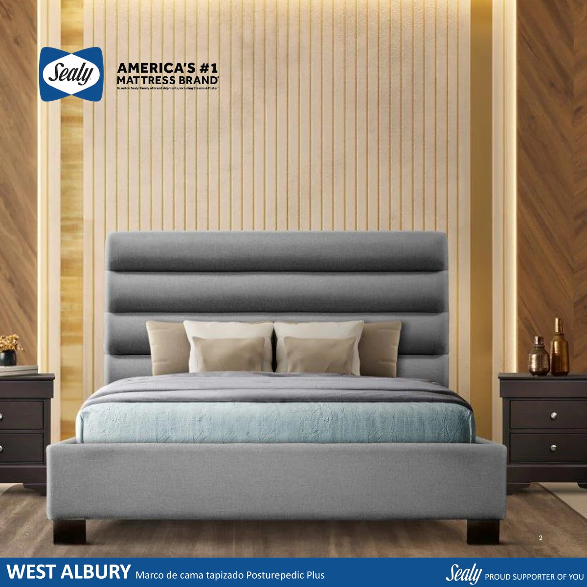 Camastron Sealy West Albury Posturepedic King Gris